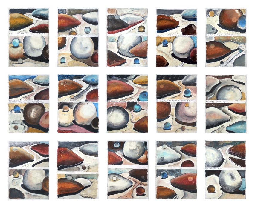 Serie blauer Kleinbilder