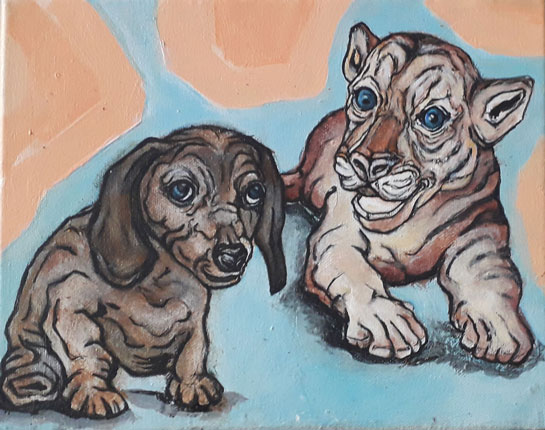 Dackel und Tiger