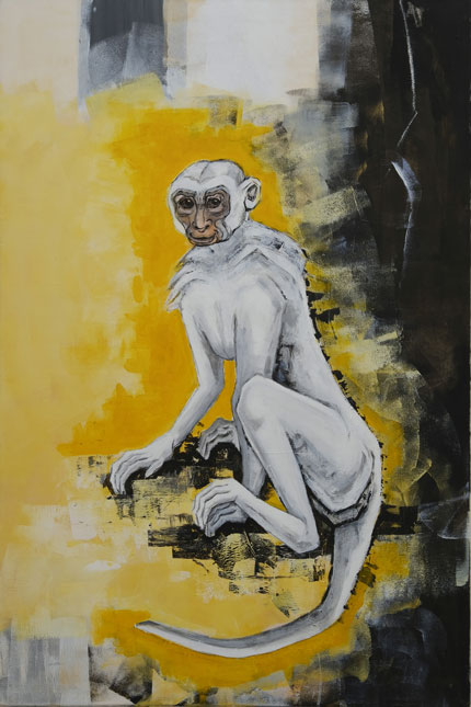 Affe auf Stein links